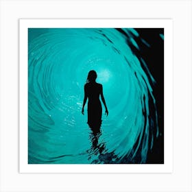 Woman Standing In The Ocean Art Print