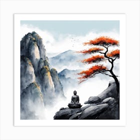Buddha Painting Landscape (18) Art Print