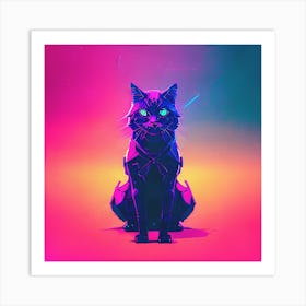 Cat In Neon Art Print