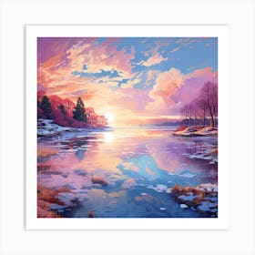 Sunset On The Lake Art Print