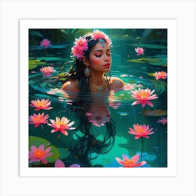 Mermaid In Water Art Print