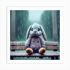 Bunny In The Rain 2 Art Print