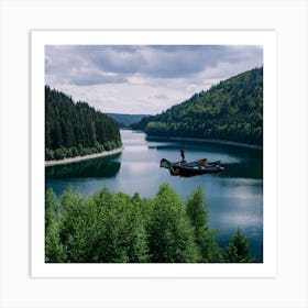 Flying Over A Lake Art Print