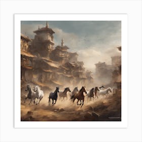 Horses In The Desert Art Print