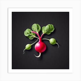 Radish On Black Background Art Print