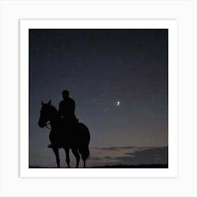 Silhouette Of A Horse At Night Art Print