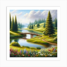 Bridge Over The Stream Art Print