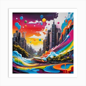 Psychedelic City Art Print