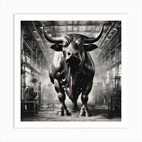 Bull In A Factory Art Print