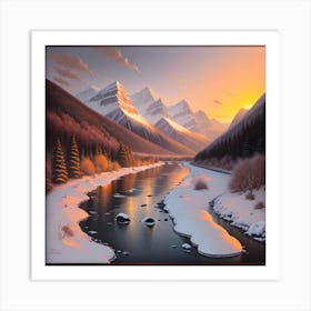 Sunset In The Mountains Art Print