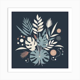 Scandinavian style, Bouquet of tropical leaves and branches 2 Art Print