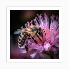 Bee On Flower Art Print