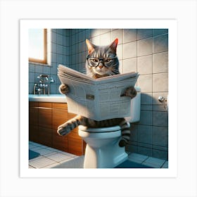 Cat Reading Newspaper 2 Art Print