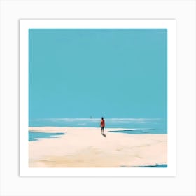 Beach Oil Painting Landscape Blue Sky Art Print