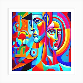 Abstract portrait of a man and a woman Art Print