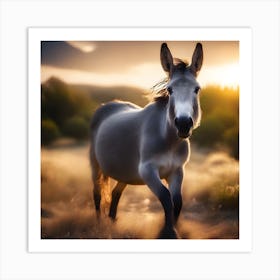 Donkey At Sunset Art Print