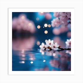 Lights on the Cherry Blossom Lake Art Print