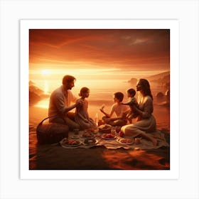 Picnic On A Beach Art Print