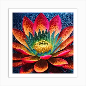 Pointillist on metal "Flower of Lotus" 2 Art Print