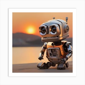 Robot At Sunset 3 Art Print