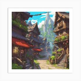 Warcraft Orc Town 3 (1) Art Print