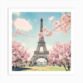Eiffel Tower In Spring Square Art Print