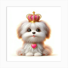 Cute Dog With A Crown 2 Art Print