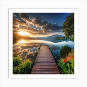 Dock At Sunset Art Print