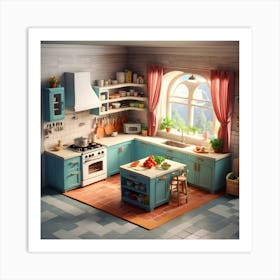 Isometric Kitchen 4 Art Print