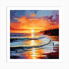 Sunset On The Beach Art Print