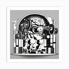 Brain With Dumbbells Art Print