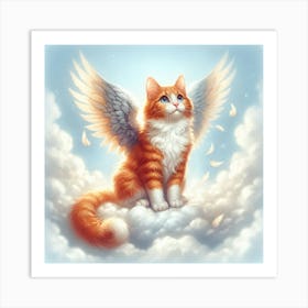 All Cat Go To Heaven 1/4 (pussy cat kitten felines fur baby lost angel wings) Art Print