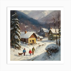 Winter Village 4 Art Print