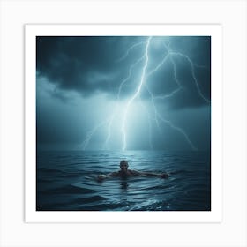 Man Swimming In The Ocean Art Print