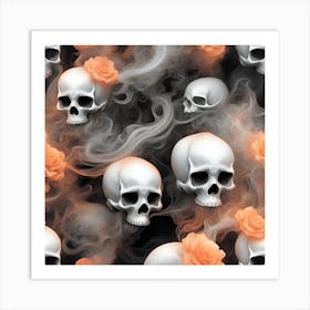 Skulls And Roses Art Print