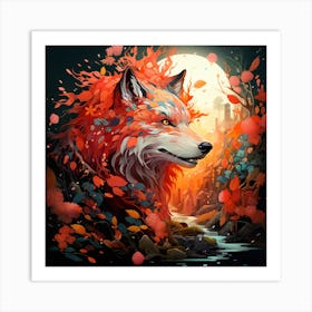 Wolf In The Forest 9 Art Print