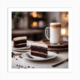 Chocolate Cake With Coffee Art Print