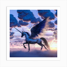 Unicorn At Sunset Art Print