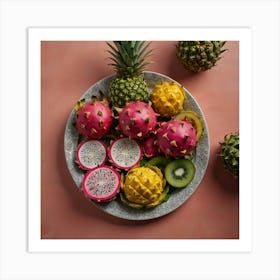 Dragon Fruit On A Plate Art Print