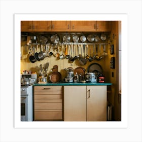 A Photo Of A Kitchen With A Variety Of Cooking Ute Art Print