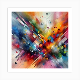 Colorful Splashes Of Paint, Geometric, Abstract Art (3) Art Print