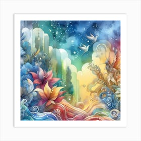 Colorful Watercolor Painting Art Print