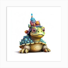 Turtle With A Hat Art Print