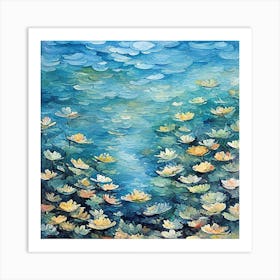 leafs on water Art Print