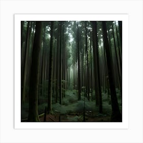 A Deep Forest Where The Trees Are So Densely Packed Together That Barely Any Sunlight Can Reach The Ground 2 Art Print