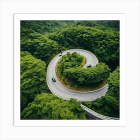 Aerial View Of A Winding Road Art Print