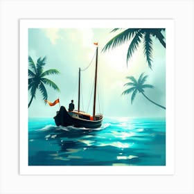 Sailing Boat In The Ocean Art Print