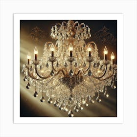 Golden Glow Chandelier Wall Art: A Luxurious and Elegant Illumination Piece for Sophisticated Home Decor Print Art Art Print