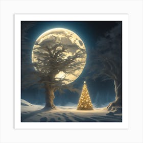 Christmas Tree In The Snow 1 Art Print