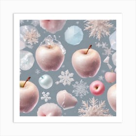 Snowflakes And Apples Art Print